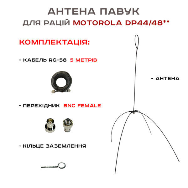 Антена «Павук» VHF/UHF антена для рацій Motorola DP (кабель 5м.)